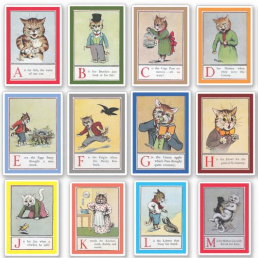 Louis Wain Alphabet Cats (A-M) Sticker (Voorkant)