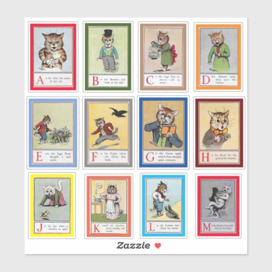 Louis Wain Alphabet Cats (A-M) Sticker (Vel)