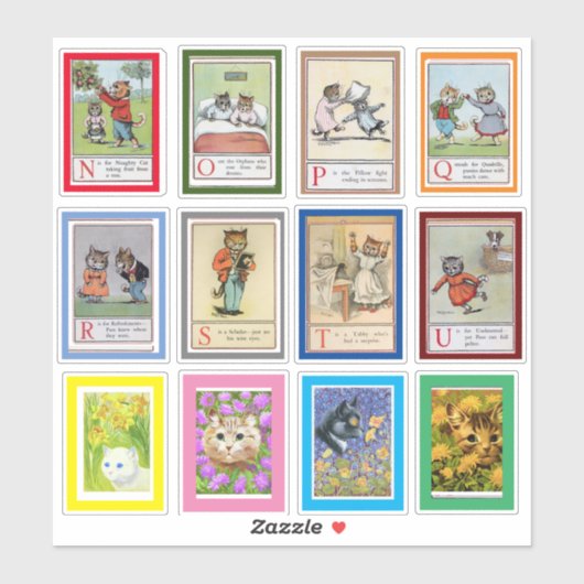 Louis Wain Alphabet Cats (N-U) Sticker (Vel)