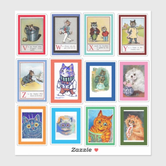 Louis Wain Alphabet Cats (V-Z) Sticker (Vel)