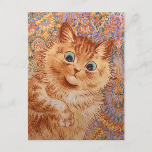 Louis Wain Astonged ginger cat CC1082 Briefkaart (Voorkant)