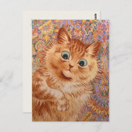 Louis Wain Astonged ginger cat CC1082 Briefkaart (Voorkant / Achterkant)
