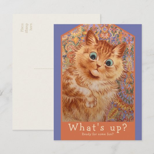 Louis Wain Astonged ginger cat CC1083 uitnodiging (Voorkant / Achterkant)
