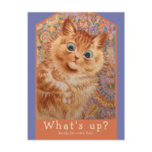 Louis Wain Astonged ginger cat CC1083 uitnodiging