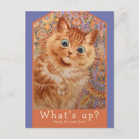 Louis Wain Astonned ginger cat CC1084 Birthday Uitnodiging Briefkaart (Voorkant)