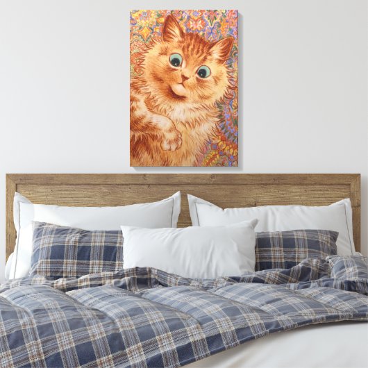 Louis Wain Astonned ginger cat Children's room Canvas Afdruk (Insitu (Slaapkamer))
