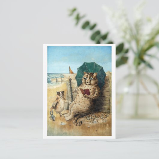Louis Wain bij het strand Briefkaart (Staand voorkant)
