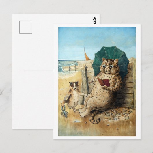 Louis Wain bij het strand Briefkaart (Voorkant / Achterkant)