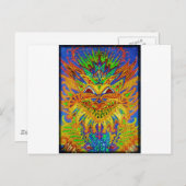 Louis Wain - Blue Paisley Cat Briefkaart (Voorkant / Achterkant)