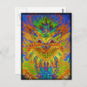 Louis Wain - Blue Paisley Cat Briefkaart (Voorkant / Achterkant)