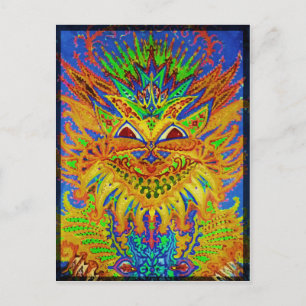 Louis Wain - Blue Paisley Cat Briefkaart