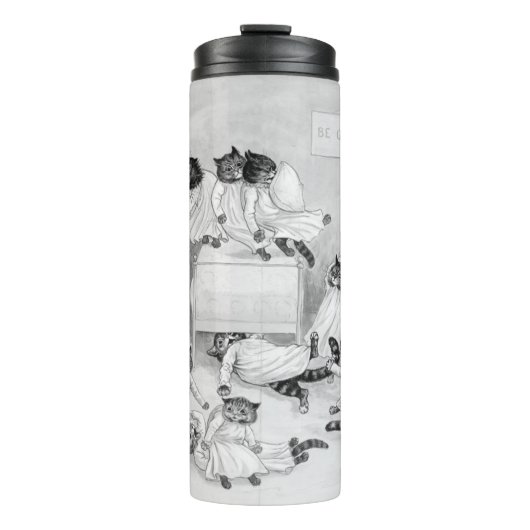 Louis Wain Cat Art Be Good cat pillow gevecht Thermosbeker (Voorkant)