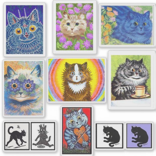 Louis Wain Cat Art Sticker (Voorkant)