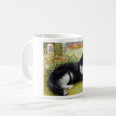 Louis Wain Cat, Black & White Cat Koffiemok (Voorkant links)