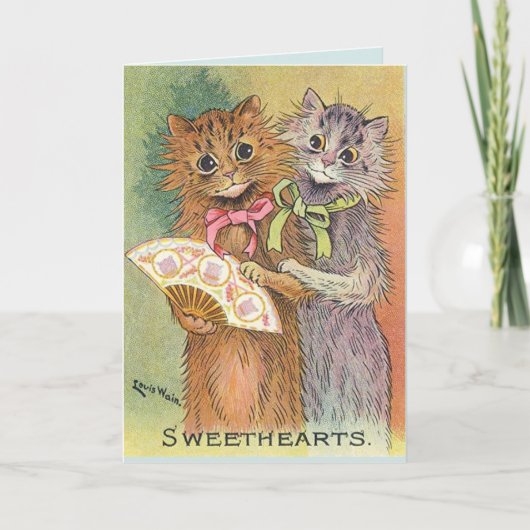 LOUIS WAIN CAT CATS ROMANTIC BIRTHDAY CARDS KAART (Voorkant)