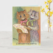 LOUIS WAIN CAT CATS ROMANTIC BIRTHDAY CARDS KAART (Gele Bloem)