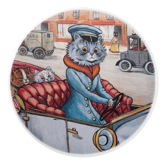 Louis Wain Cat Chauffeur Decorative Knob Keramische Knop (Voorkant)