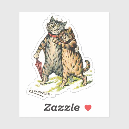 Louis Wain Cat Couple Sticker (Vel)