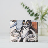 Louis Wain - Cat Dressed As A Nurse Briefkaart (Staand voorkant)