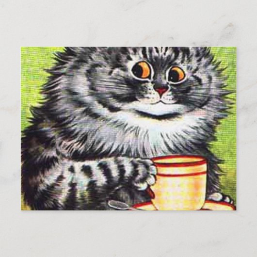 Louis Wain Cat Drink koffie Briefkaart (Voorkant)