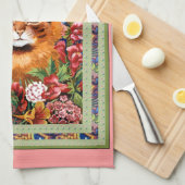 Louis Wain Cat en Flowers Kitchen Towel Theedoek (Quarter Fold)