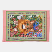 Louis Wain Cat en Flowers Kitchen Towel Theedoek (Horizontaal)