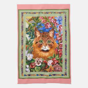 Louis Wain Cat en Flowers Kitchen Towel Theedoek