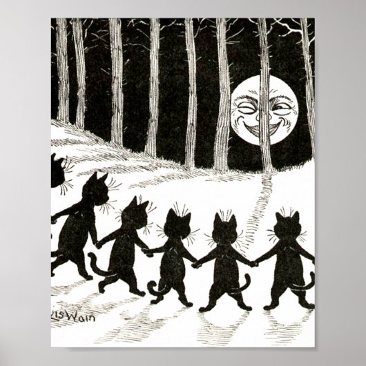 Louis Wain Cat Full Moon Poster (Voorkant)