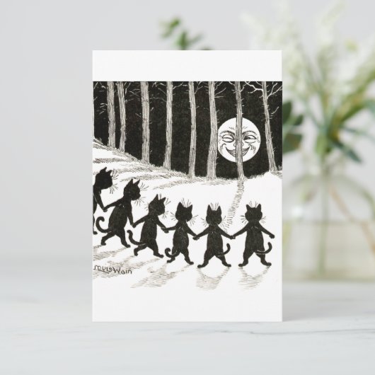 Louis Wain Cat Full Moon Save The Date (Staand voorkant)