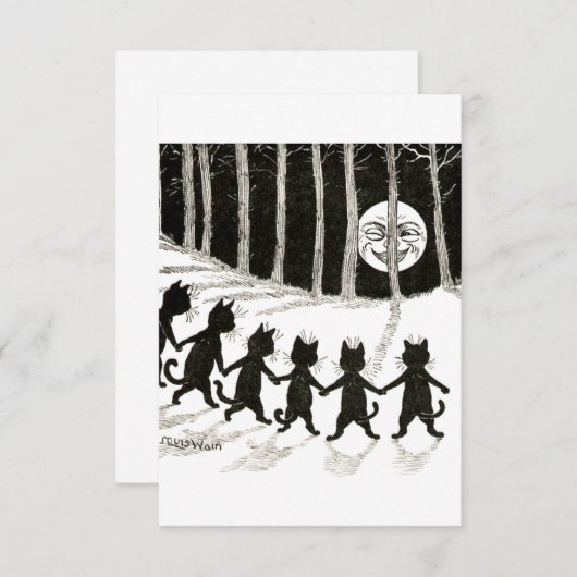 Louis Wain Cat Full Moon Save The Date (Voorkant / Achterkant)