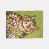 Louis Wain Cat met bloemen Fleece Deken (Voorkant (Horizontaal))