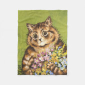 Louis Wain Cat met bloemen Fleece Deken (Voorkant)