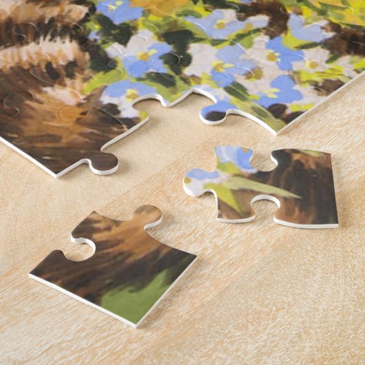 Louis Wain Cat met bloemen Legpuzzel (Zijkant)