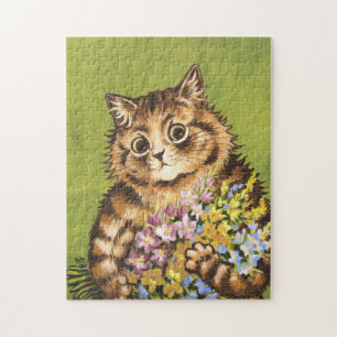 Louis Wain Cat met bloemen Legpuzzel