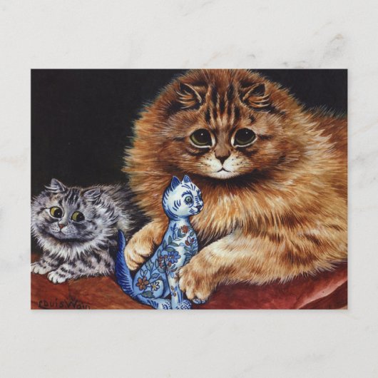 Louis Wain Cat met een Cat Trinket Briefkaart (Voorkant)
