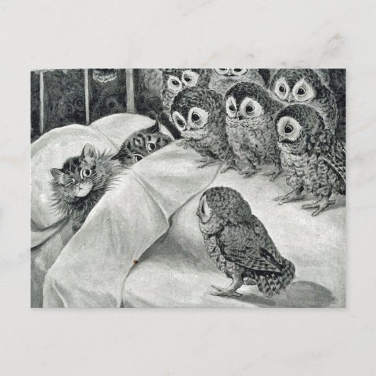 Louis Wain Cat Nightmare Owl Bird Briefkaart (Voorkant)