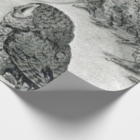 Louis Wain Cat Nightmare Owl Bird Cadeaupapier (Hoek)