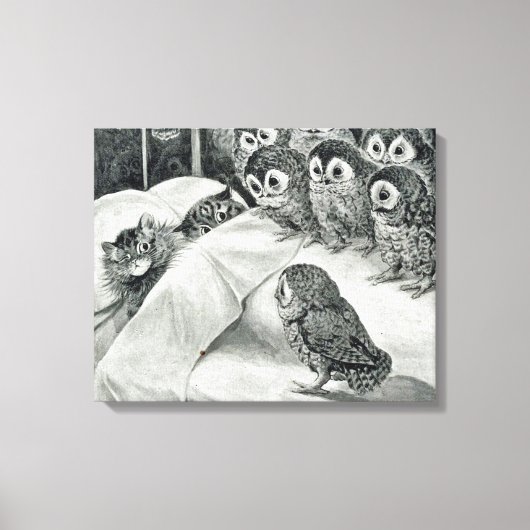 Louis Wain Cat Nightmare Owl Bird Canvas Afdruk (Voorkant)