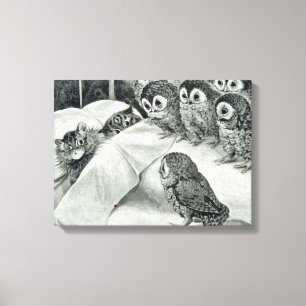 Louis Wain Cat Nightmare Owl Bird Canvas Afdruk