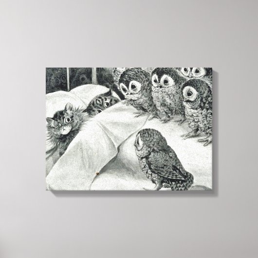 Louis Wain Cat Nightmare Owl Bird Canvas Afdruk (Voorkant)