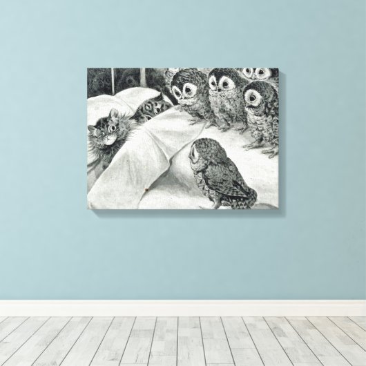 Louis Wain Cat Nightmare Owl Bird Canvas Afdruk (Insitu (Houten vloer))
