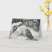 Louis Wain Cat Nightmare Owl Bird Kaart (Gele Bloem)