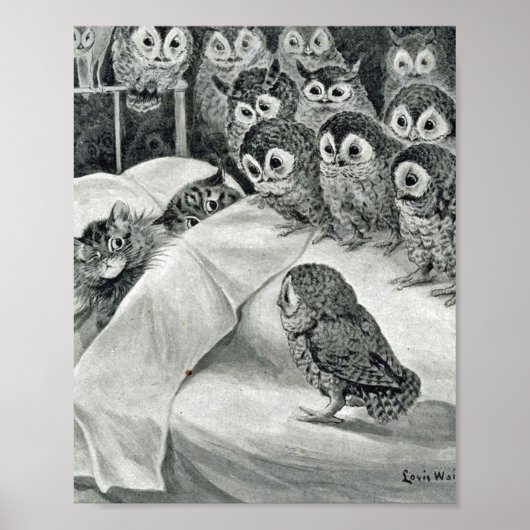 Louis Wain Cat Nightmare Owl Bird Poster (Voorkant)