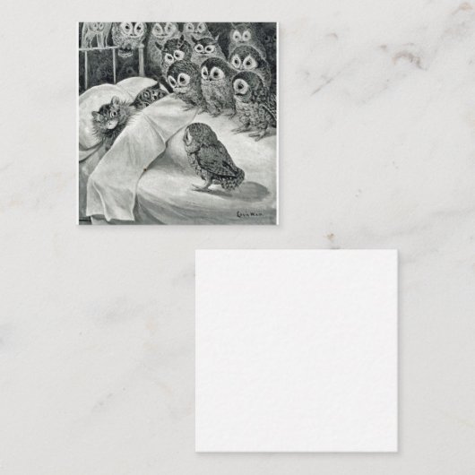 Louis Wain Cat Nightmare Owl Bird Vierkante Visitekaartje (Voorkant / Achterkant)