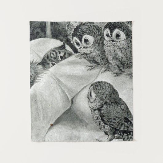 Louis Wain Cat Nightmare Owl Bird Wandkleed (Voorkant)