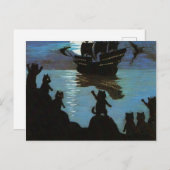Louis Wain Cat Pirates Galleon in het motorlicht Briefkaart (Voorkant / Achterkant)
