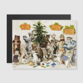 Louis Wain Cats Christmas Party Magnetic Card Magnetische Uitnodiging (Voorkant / Achterkant)