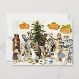 Louis Wain Cats Christmas Party Magnetic Card Magnetische Uitnodiging