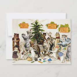 Louis Wain Cats Christmas Tree Decorating Party Bedankkaart