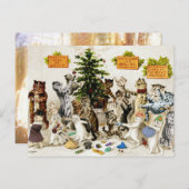 Louis Wain Cats Christmas Tree Decorating Party Feestdagenkaart (Voorkant / Achterkant)